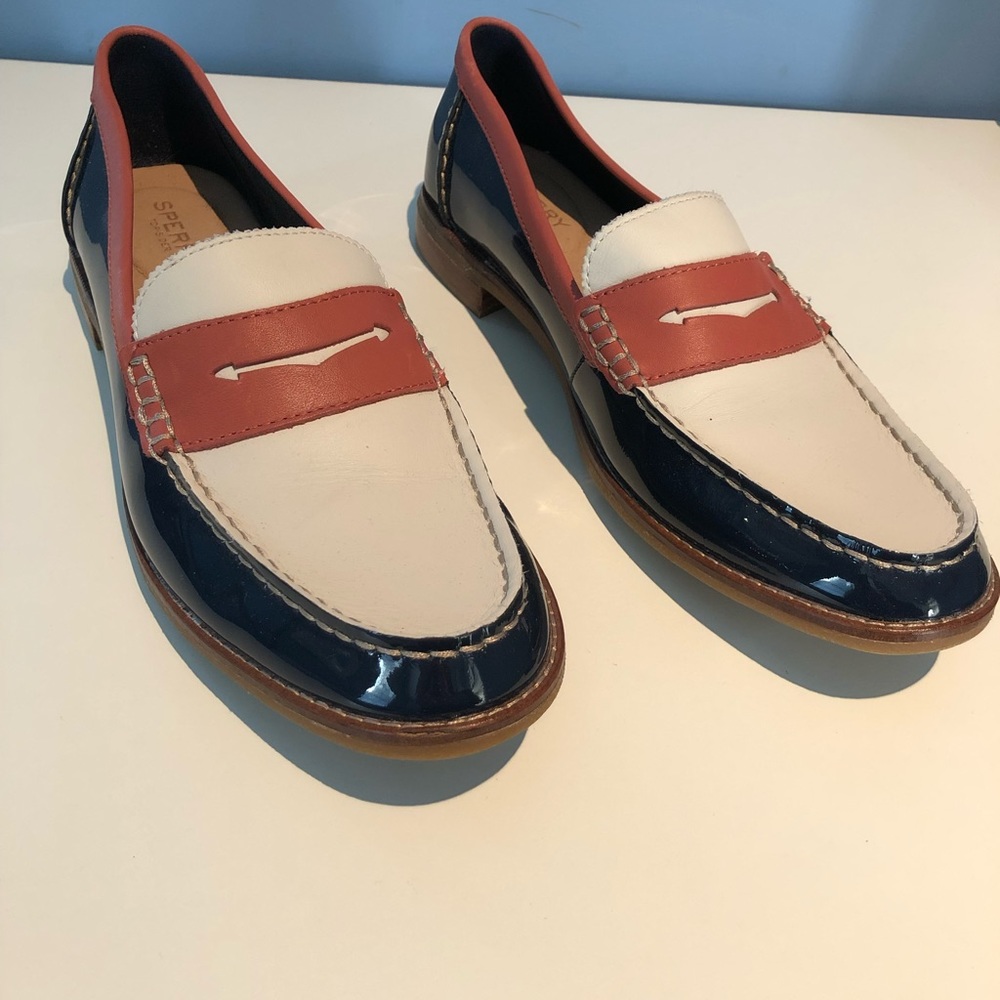 Sperry Woman’s size 12 loafers. Brand new. Never worn. Red/White/Blue